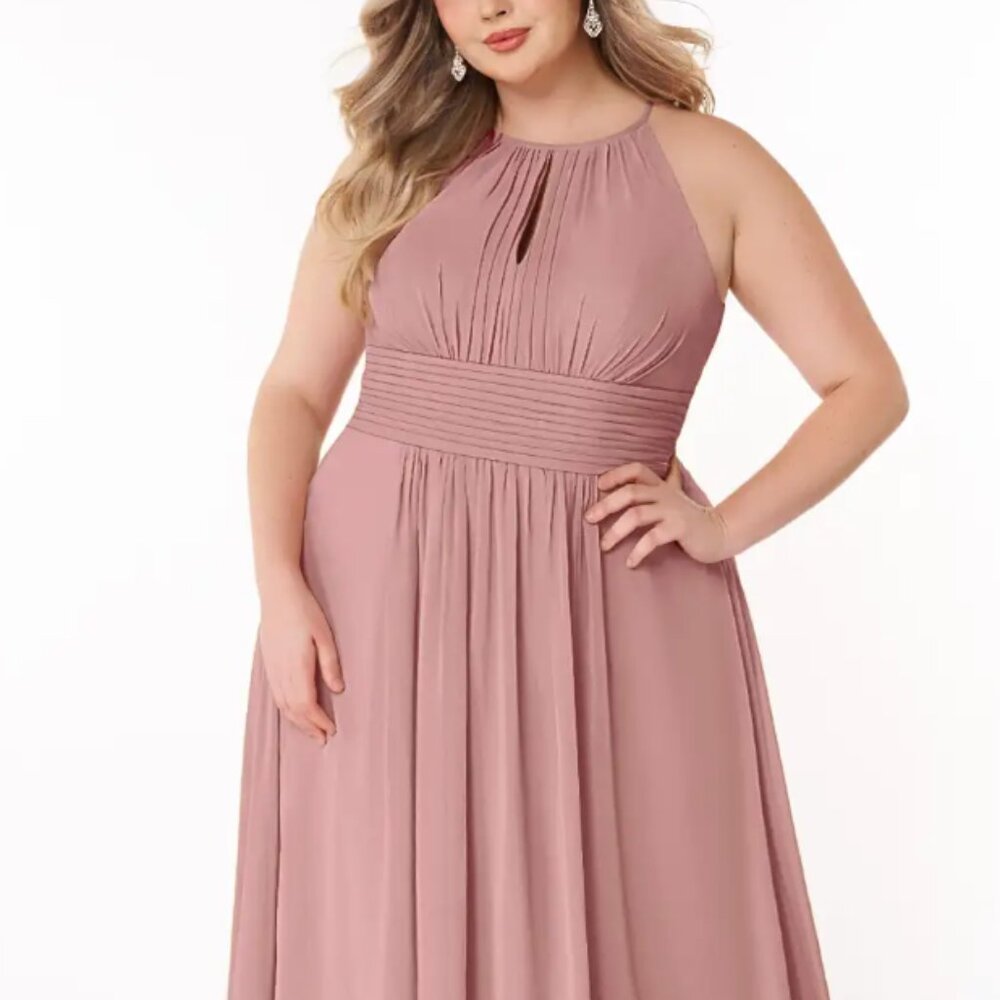 azazie | bonnie bridesmaid wedding dress | dusty rose size 22